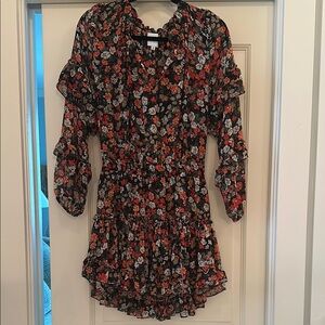 Misa Los Angeles Floral Mini Dress - Black and Red